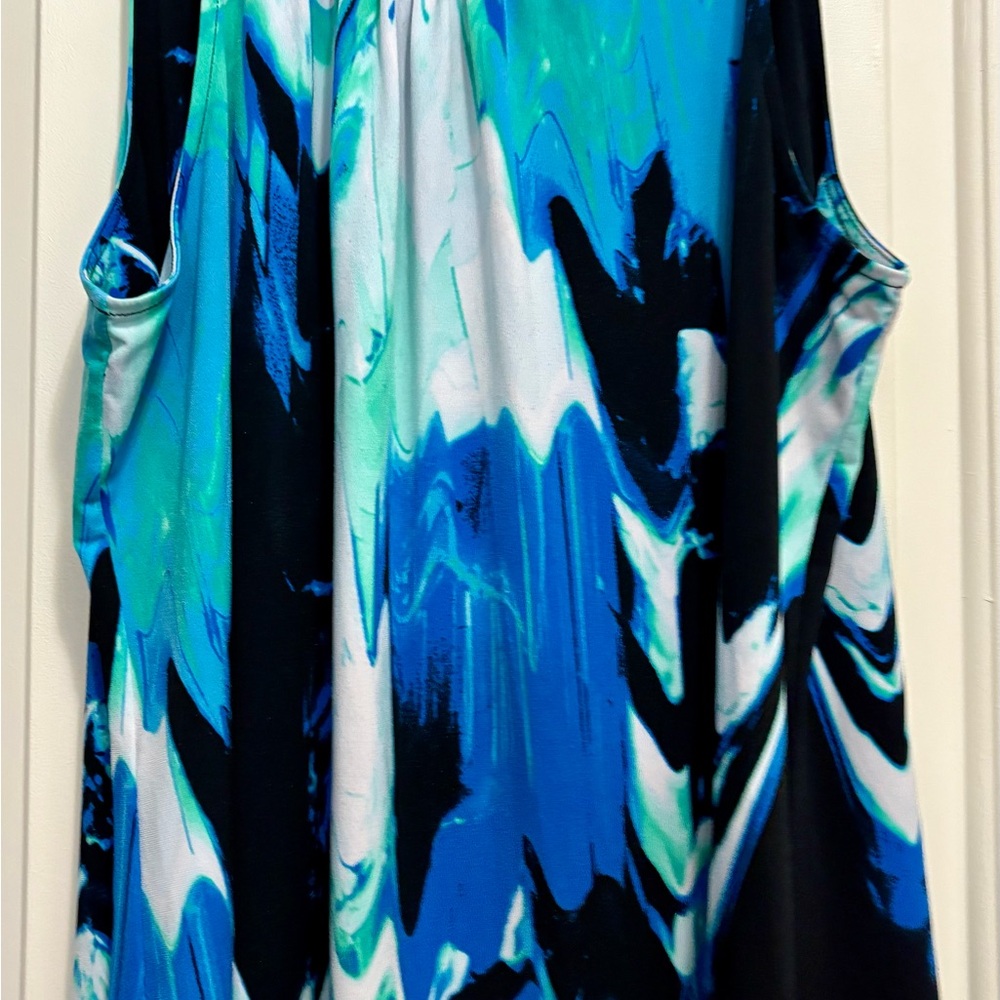Women's Blue and Green Sleeveless Top - Picture 4 of 4